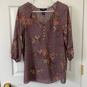 Ralph Lauren Chaps Floral 3/4 sleeve blouse size Small